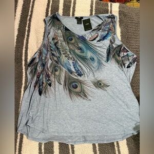 LEEBE WOMENS PLUS V-NECK PRINTED TANK 
SIZE:4X